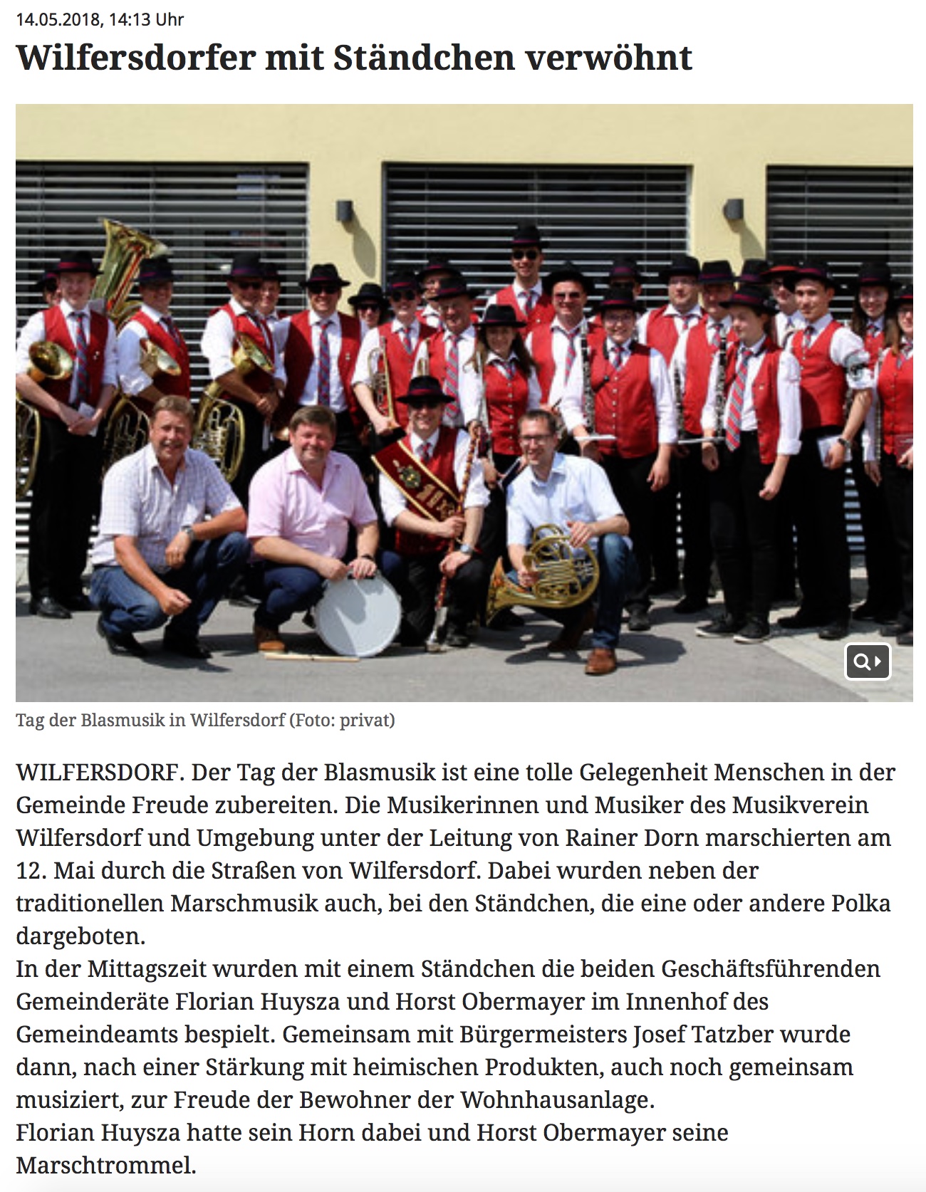 2018 05 14 Meinbezirk.at Wilfersdorfer Mit Staendchen Verwoehnt (1)