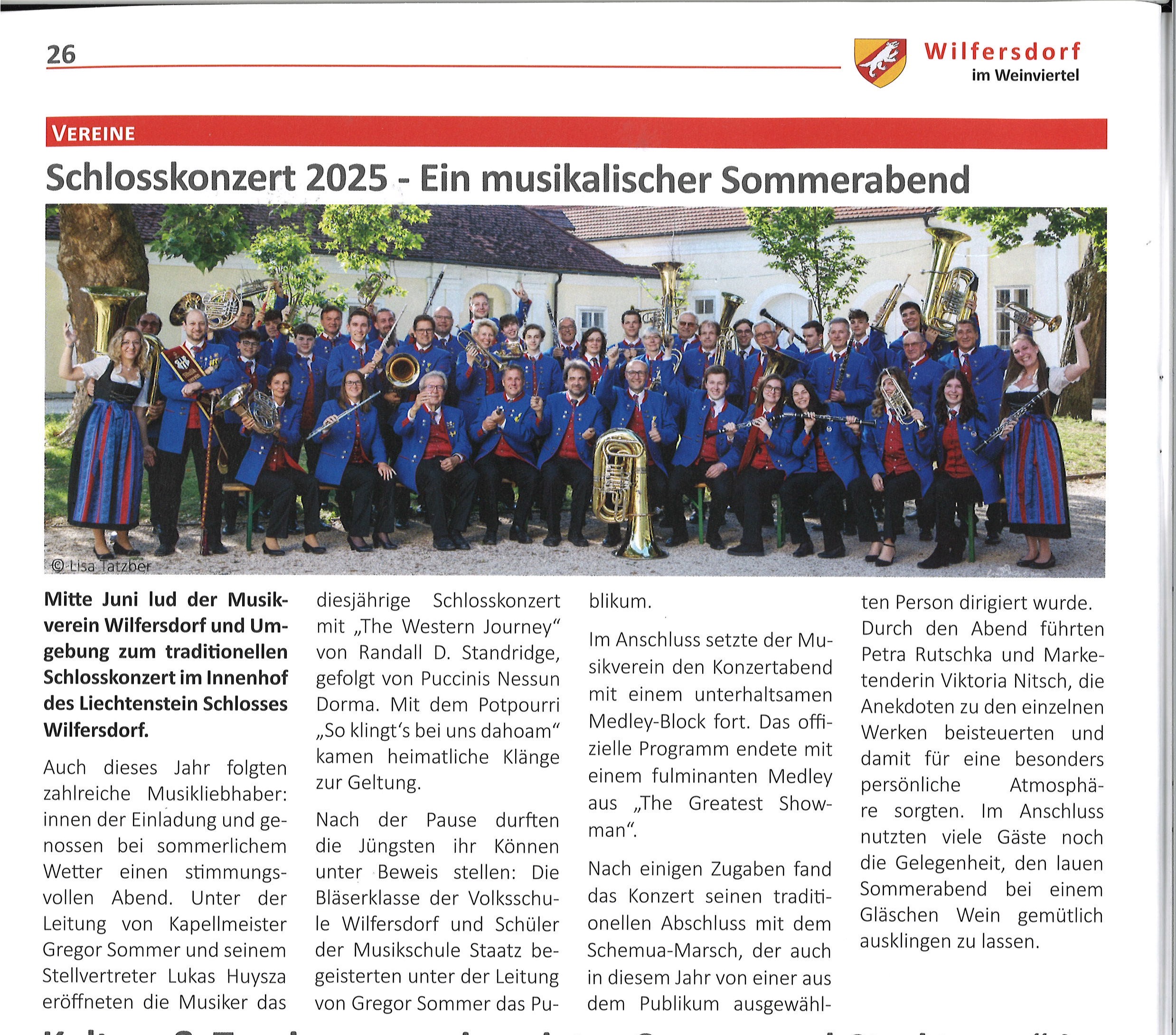 Schlosskonzert 2025 Gemeindezeitung